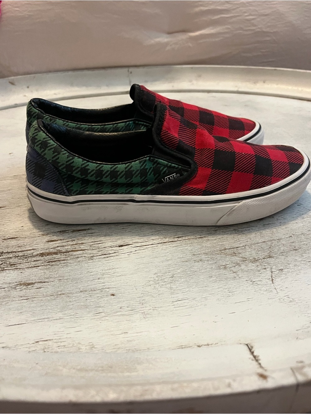 Vans Slip-On Mixed Plaid & Houndstooth - Red & Green